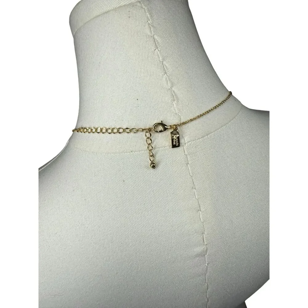 Kate Spade Long‎ Corpcore Necklace Enamel Flowers Pearl Gold Tone Retired Dainty